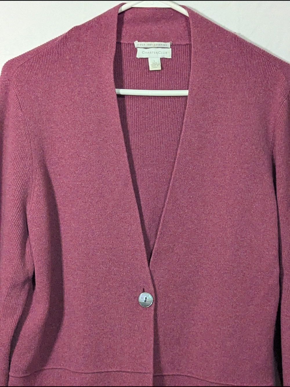Charter Club 100% Cashmere Cardigan Sweater Pink Large Soft Luxe Minimalist - Picture 4 of 13